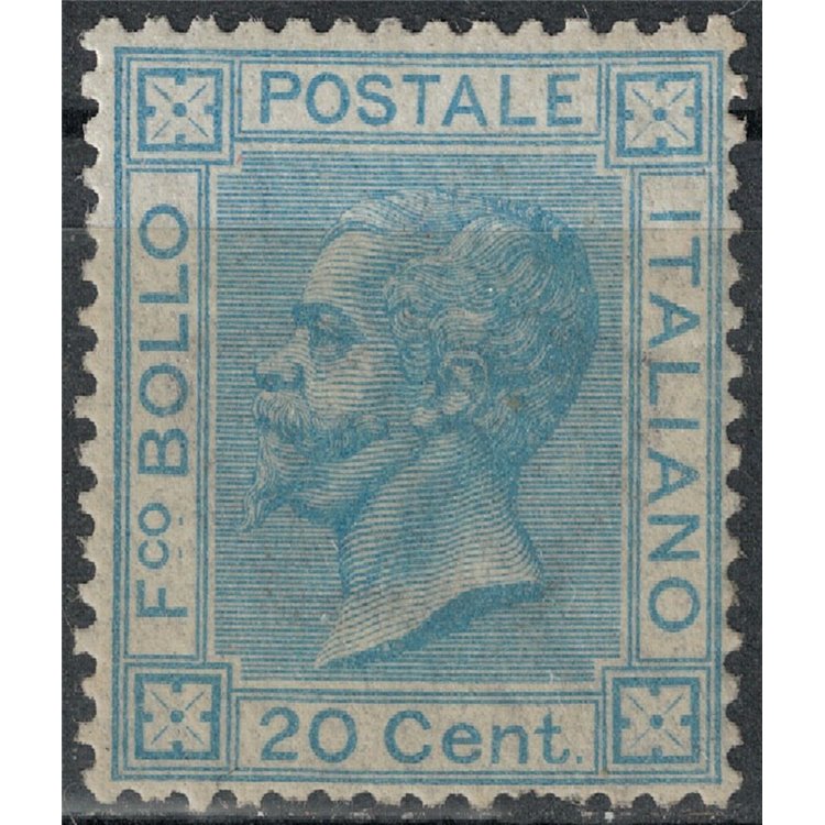 ITALIA REGNO 1867 20c azzurro (Londra) MH*