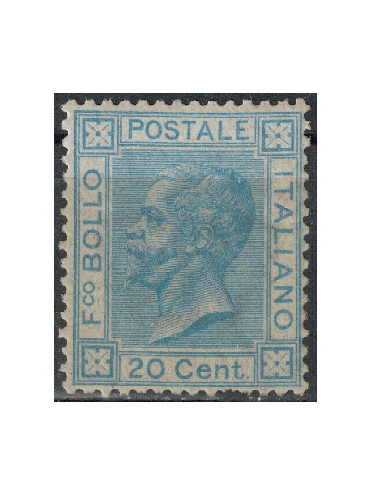 ITALIA REGNO 1867 20c azzurro (Londra) MH*