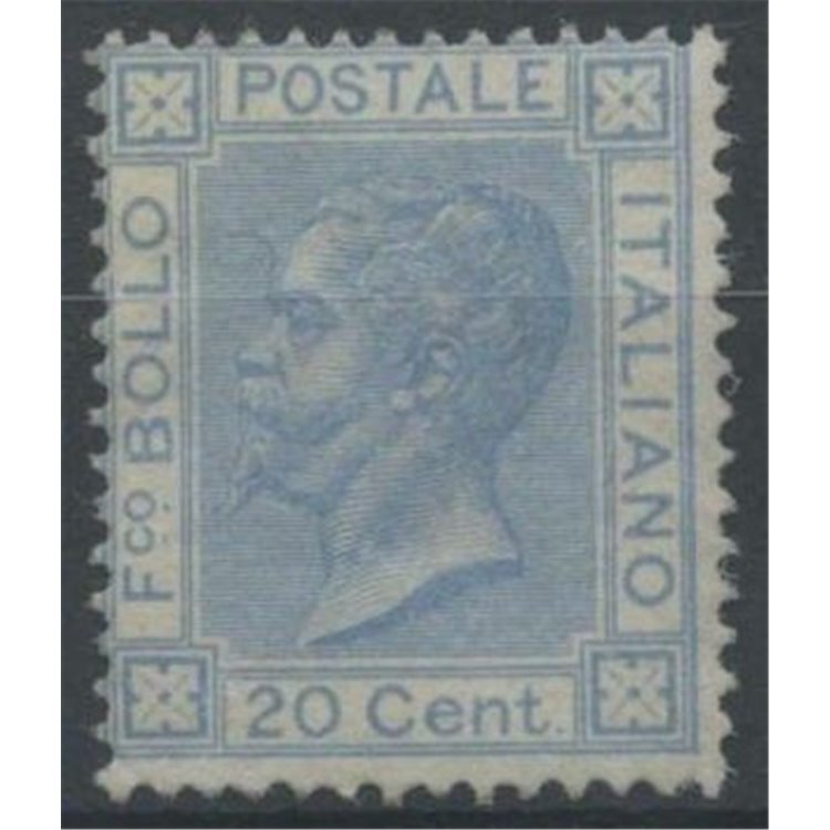 ITALIA REGNO 1867 20c azzurro (Londra) MH*