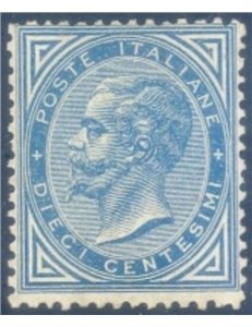 ITALIA REGNO 1877 De La Rue 10c azzurro MH*