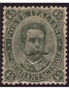 ITALIA REGNO 1889 Umberto I 45c verde grigio MH*