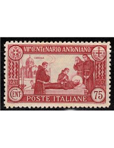 ITALY KINGDOM 1931 S. Antonio 75c carmine (perf. 12) MH*