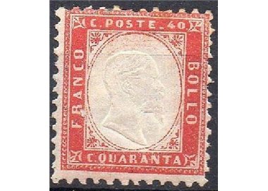 ITALIA REGNO 1862 Vittorio Emanuele II 40c carminio MNH**