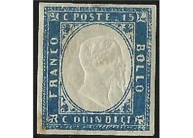 ITALIA REGNO 1863 Matraire 15c azzurro MNH**