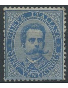ITALIA REGNO 1879 Umberto I 25c azzurro MNH**