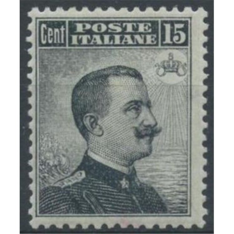 ITALIA REGNO 1909 Michetti 15c nero e grigio MNH**