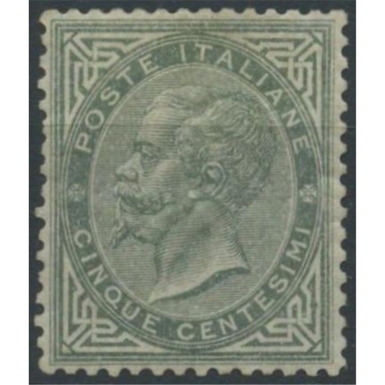 ITALIA REGNO 1863 De La Rue 5c verde grigio (Londra) MNH**