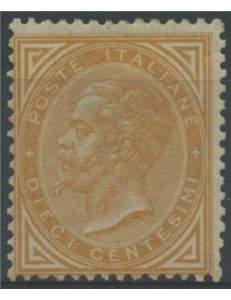 ITALY KINGDOM 1865 De La Rue 10c ochre (Turin) MNH**