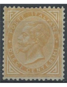 ITALIA REGNO 1863 De La Rue 10c ocra (Londra) MNH**