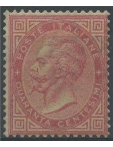 ITALIA REGNO 1865 De La Rue 40c rosa (Torino) MNH**