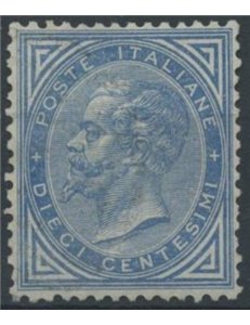 ITALIA REGNO 1877 De La Rue 10c azzurro MNH**