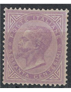 ITALIA REGNO 1863 De La Rue 60c lilla (Londra) MNH**
