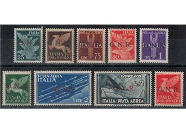 ITALY RSI 1943 Airmail (Verona) 9v MNH** ©