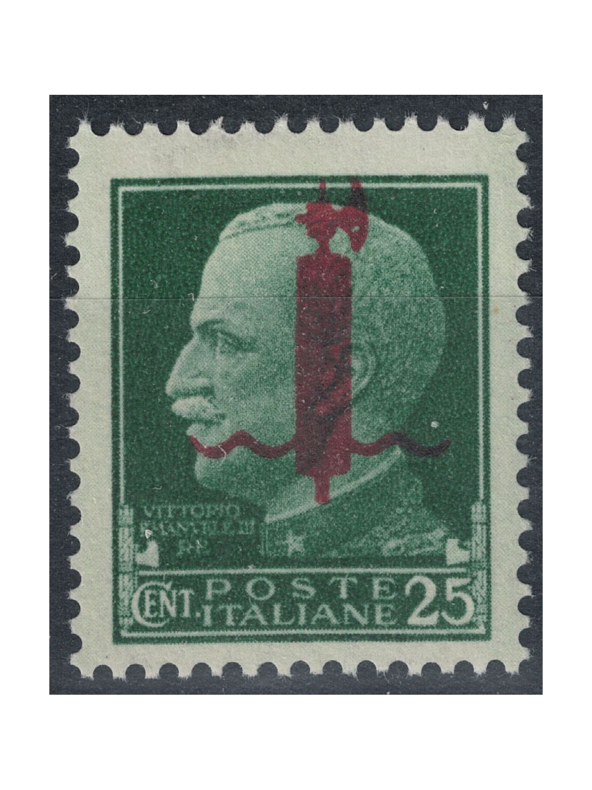 ITALIA RSI 1944 25c verde con fascio in rosso MH*