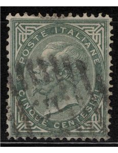 ITALY KINGDOM 1865 De La Rue 5c green grey (Turin) us