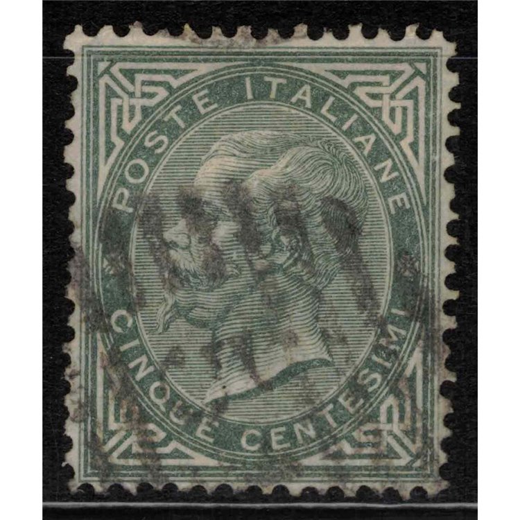 ITALY KINGDOM 1865 De La Rue 5c green grey (Turin) us