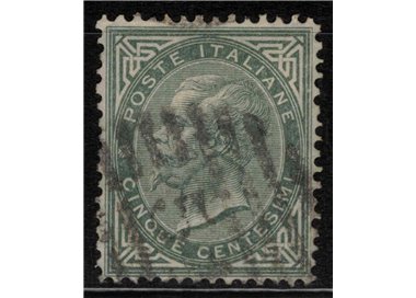 ITALIA REGNO 1865 De La Rue 5c verde grigio (Torino) us