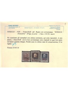 SOMALIA ITALIANA 1928-29 Tipo Parmeggiani 3v MNH** © (Lusso)