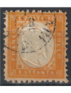 ITALIA REGNO 1862 80c giallo arancio us