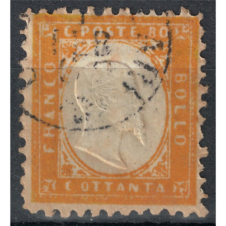 ITALY KINGDOM 1862 80c yellow orange us