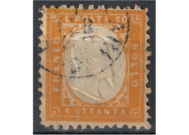ITALY KINGDOM 1862 80c yellow orange us