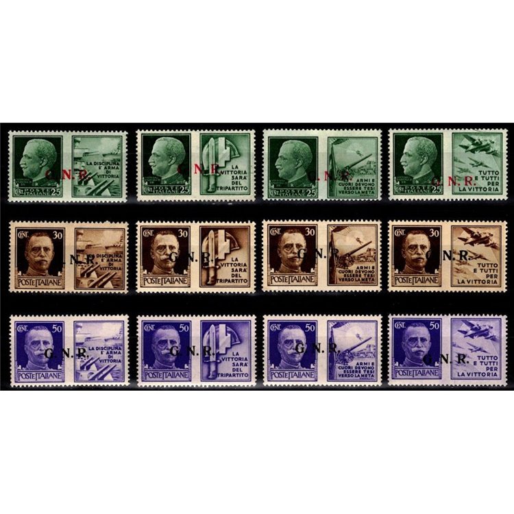 ITALIA RSI 1944 Propaganda di guerra GNR (Brescia 2° tipo) 12v MNH** ©