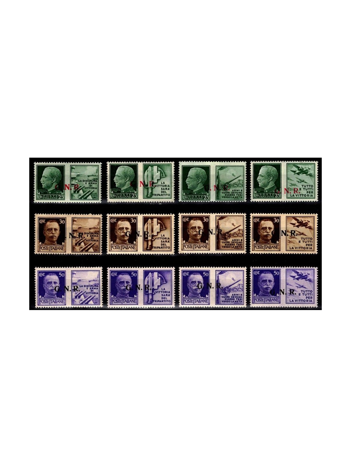 ITALY RSI 1944 War propaganda GNR (Brescia 2nd type) 12v MNH** ©
