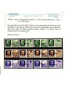 ITALIA RSI 1944 Propaganda di guerra GNR (Brescia 2° tipo) 12v MNH** ©