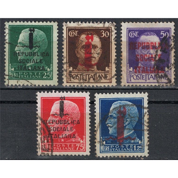 ITALY RSI 1944 Imperial overprinted 5v us