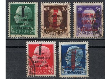 ITALY RSI 1944 Imperial overprinted 5v us