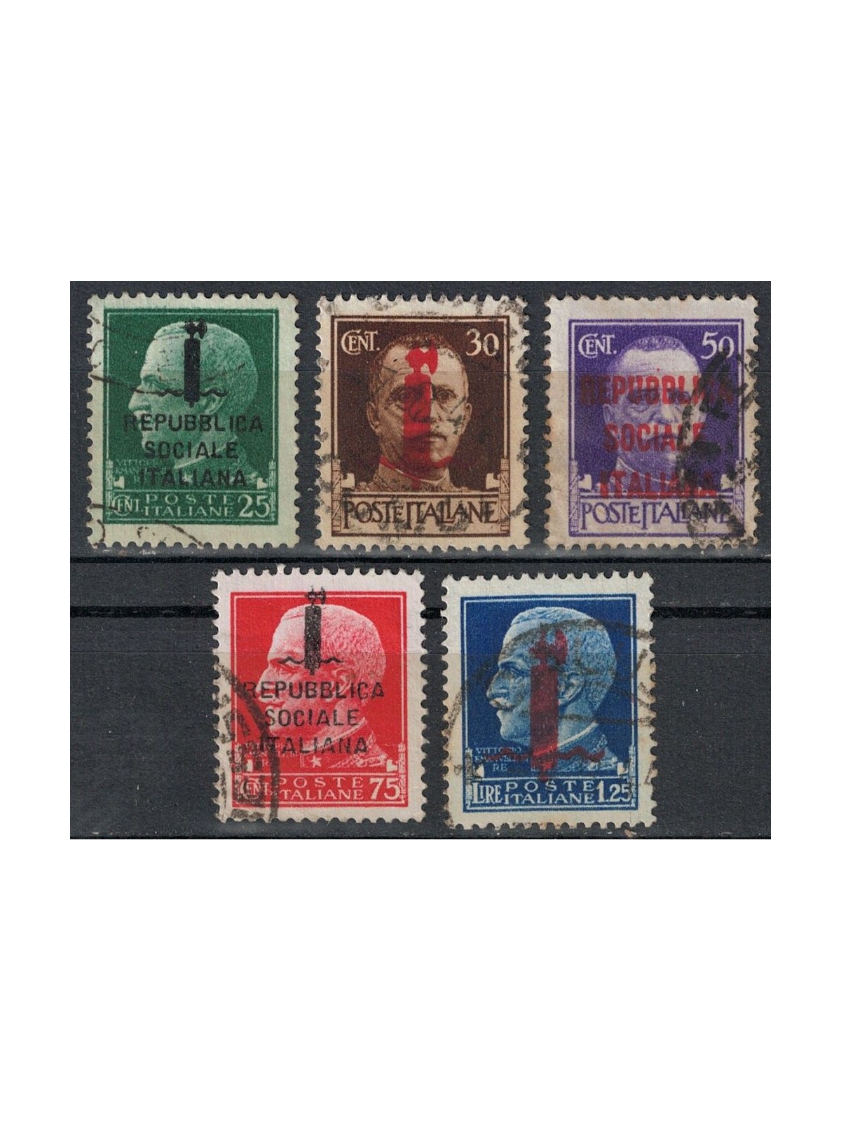 ITALY RSI 1944 Imperial overprinted 5v us