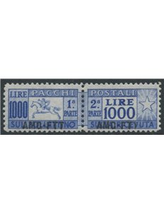 TRIESTE A 1954 Postal Parcels £1000, horse (linear) MH*