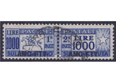 TRIESTE A 1954 Pacchi postali £ 1000, cavallino (pettine) us