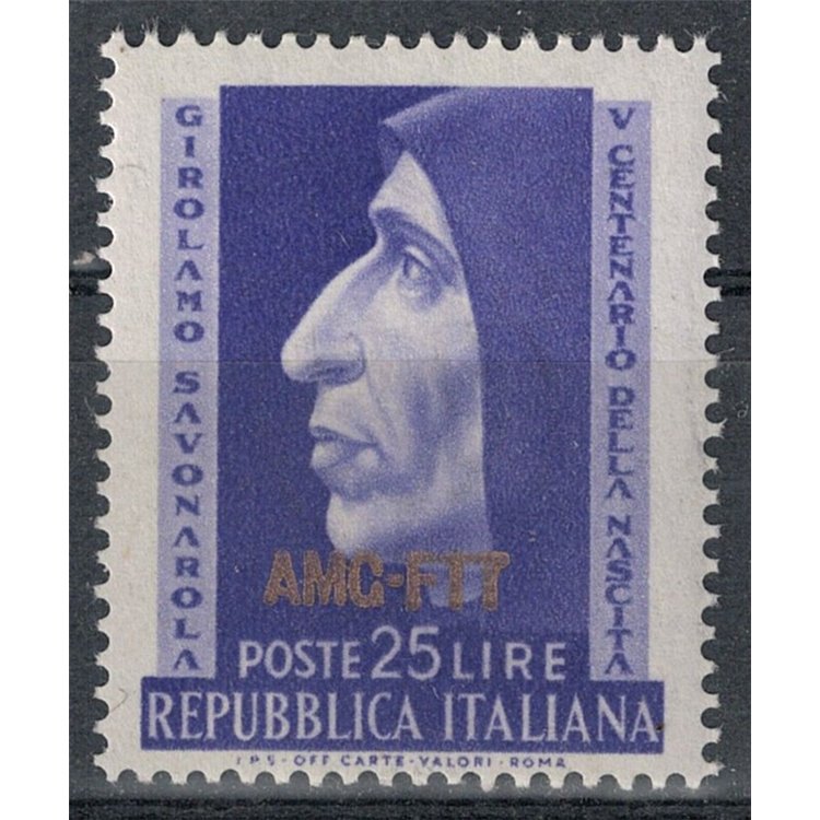 TRIESTE A 1952 Fra Girolamo Savonarola MNH**