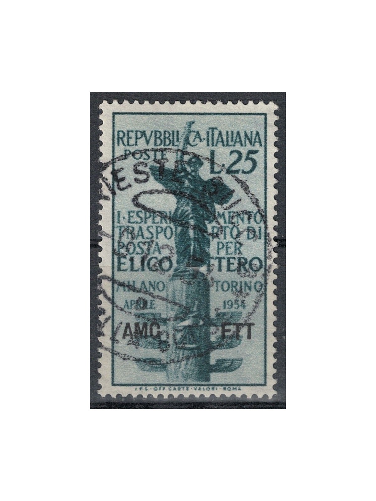 TRIESTE A 1954 Posta aerea per elicottero us