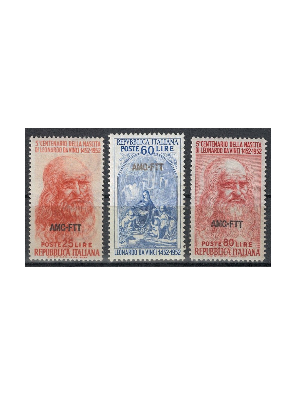 TRIESTE A 1952 Leonardo da Vinci 3v MH*