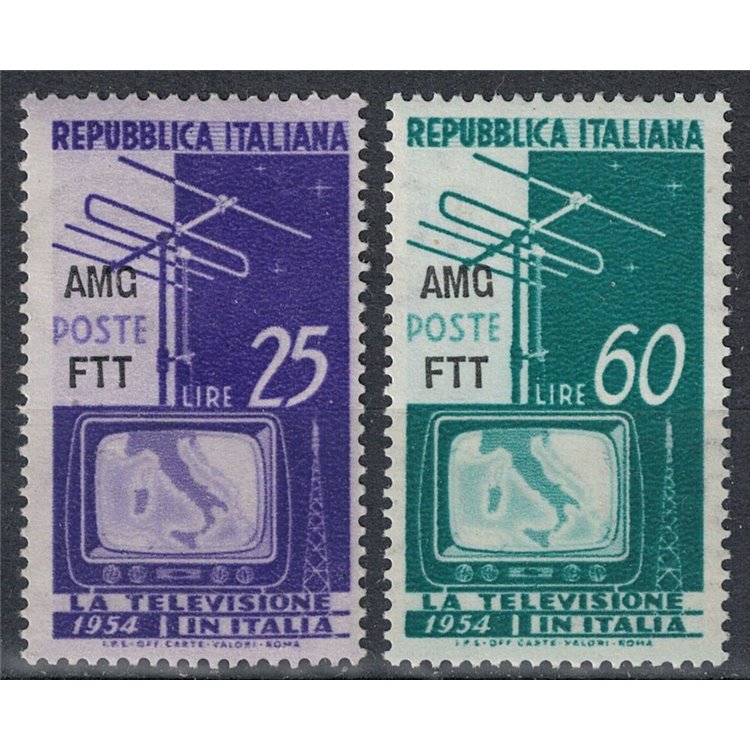 TRIESTE A 1954 Televisione nazionale 2v MH*