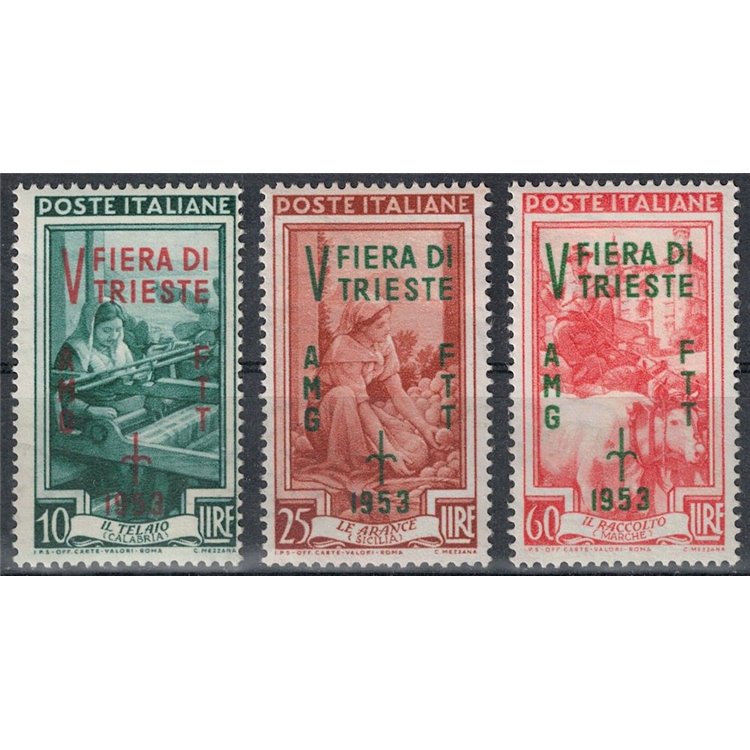 TRIESTE A 1953 Fiera di Trieste 3v MNH**