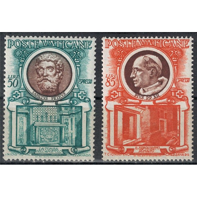 VATICAN 1953 Pontiffs and Basilica, expressed 2v MH*