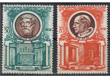 VATICAN 1953 Pontiffs and Basilica, expressed 2v MNH**