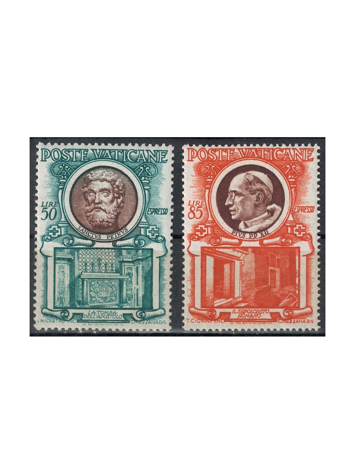 VATICAN 1953 Pontiffs and Basilica, expressed 2v MNH**