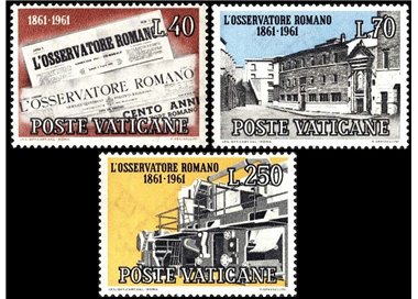 VATICANO 1961 Osservatore Romano 3v MH*