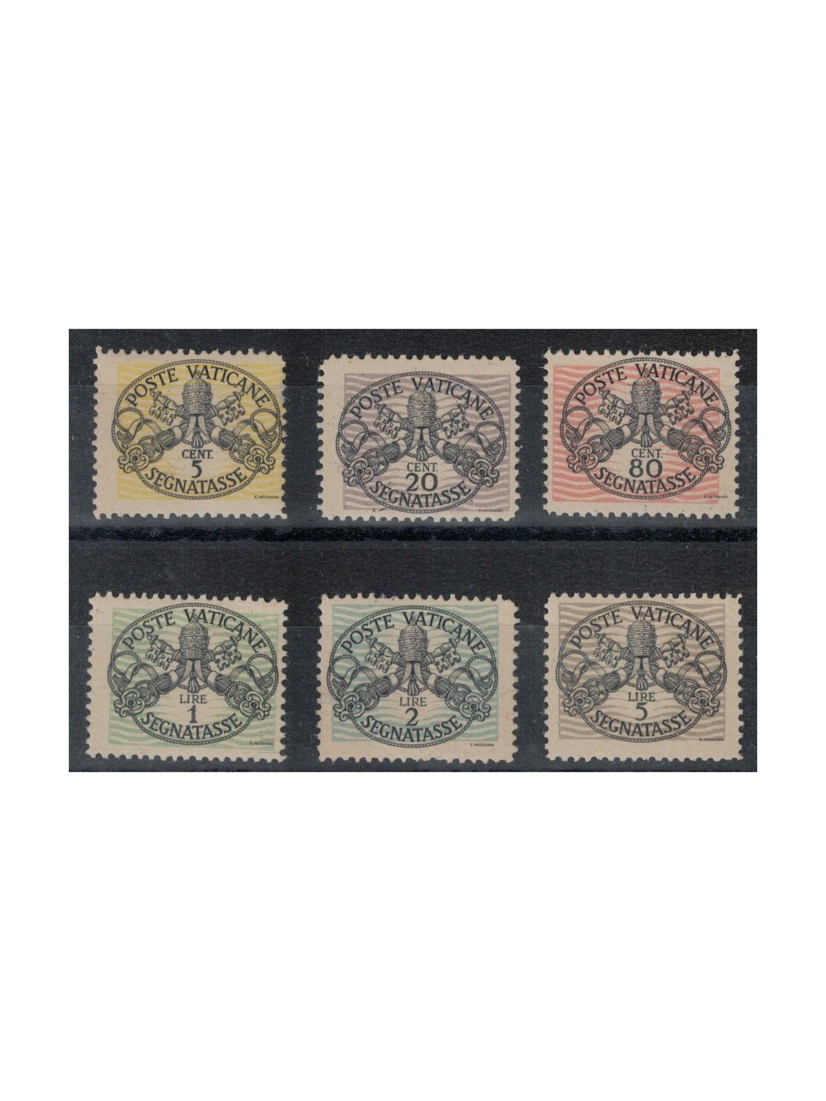 VATICANO 1946 Segnatasse (carta bianca) 6v MH*