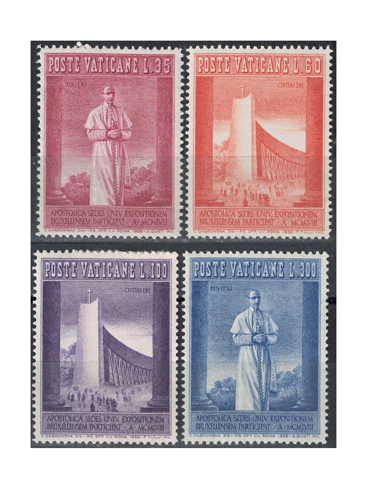 VATICANO 1958 Esposizione Universale di Bruxelles 4v MH*