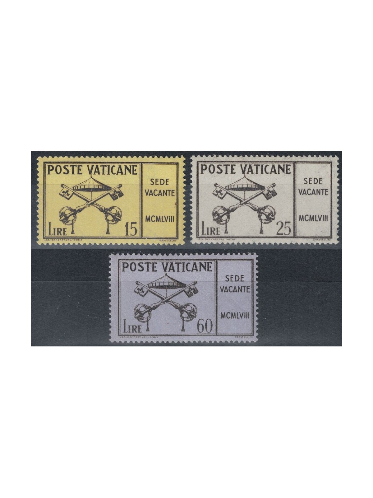 VATICANO 1958 Sede Vacante 3v MH*