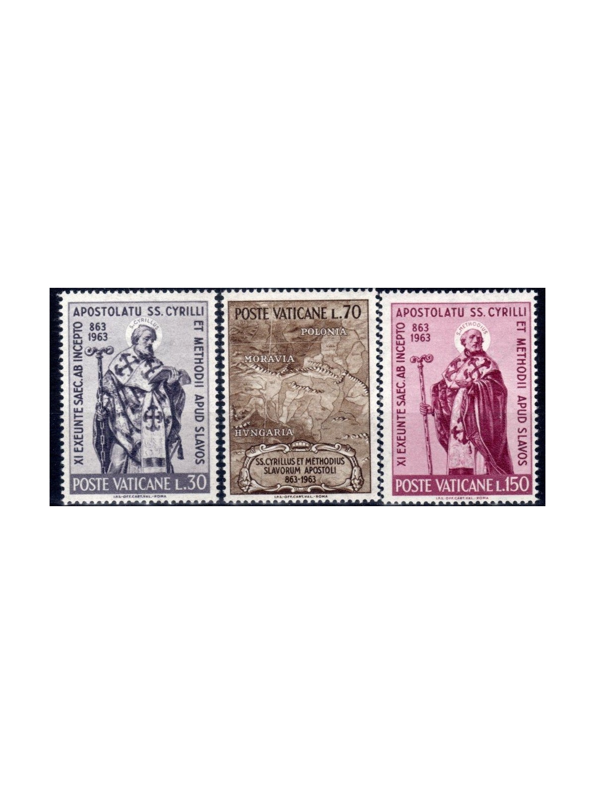 VATICAN 1963 Saints Cyril and Methodius 3v MH*