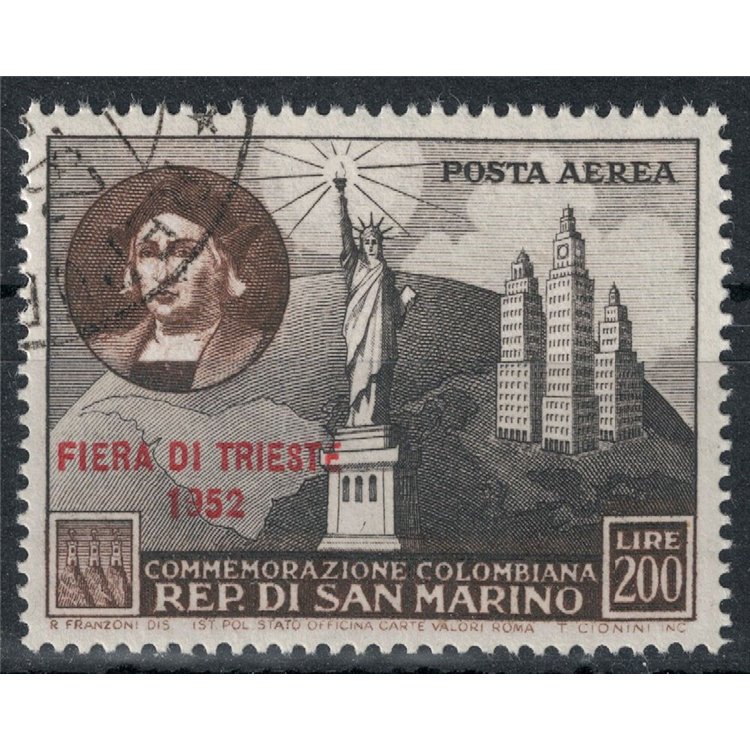SAN MARINO 1952 Trieste Fair (airmail) us