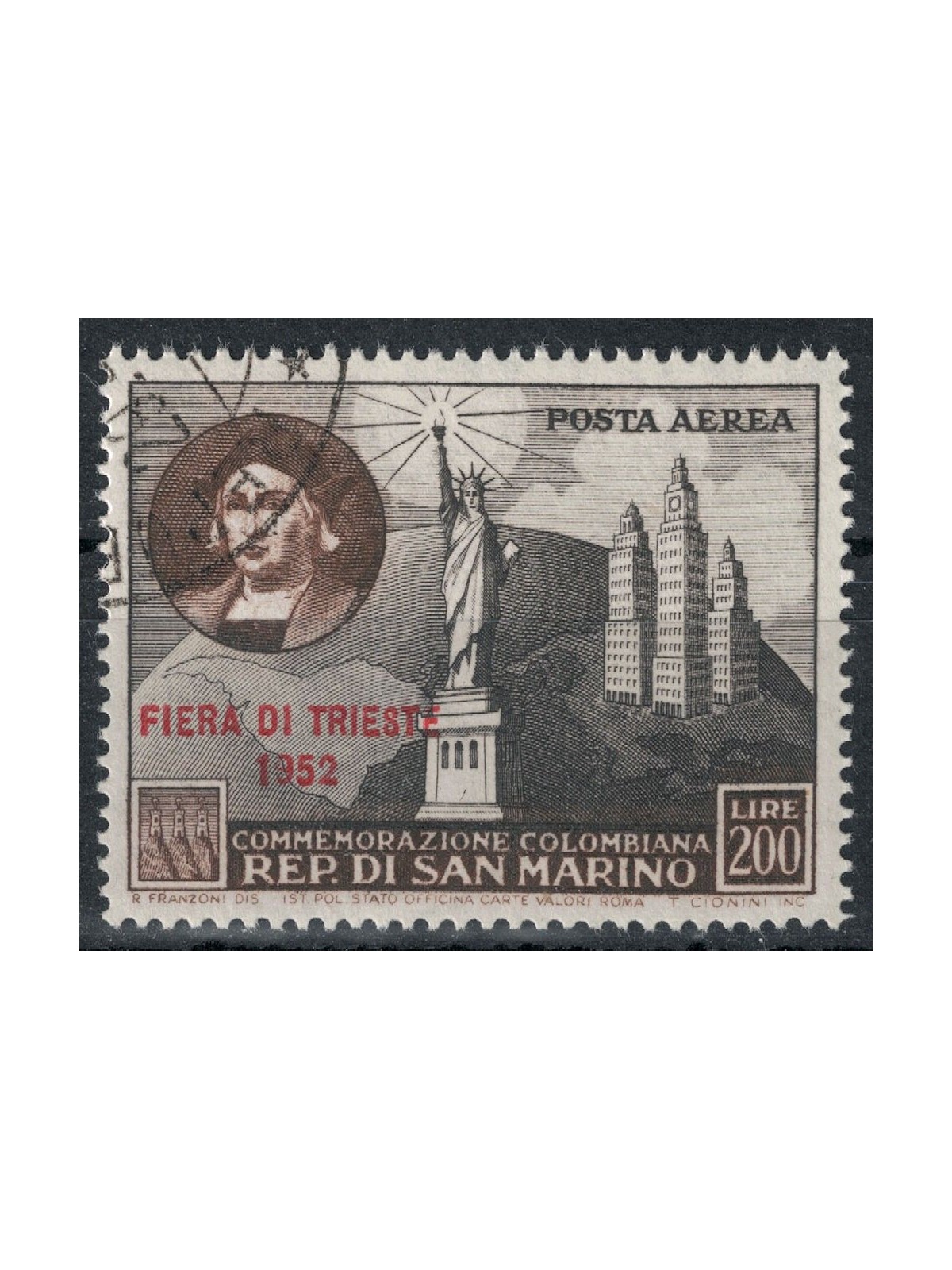 SAN MARINO 1952 Fiera di Trieste (posta aerea) us