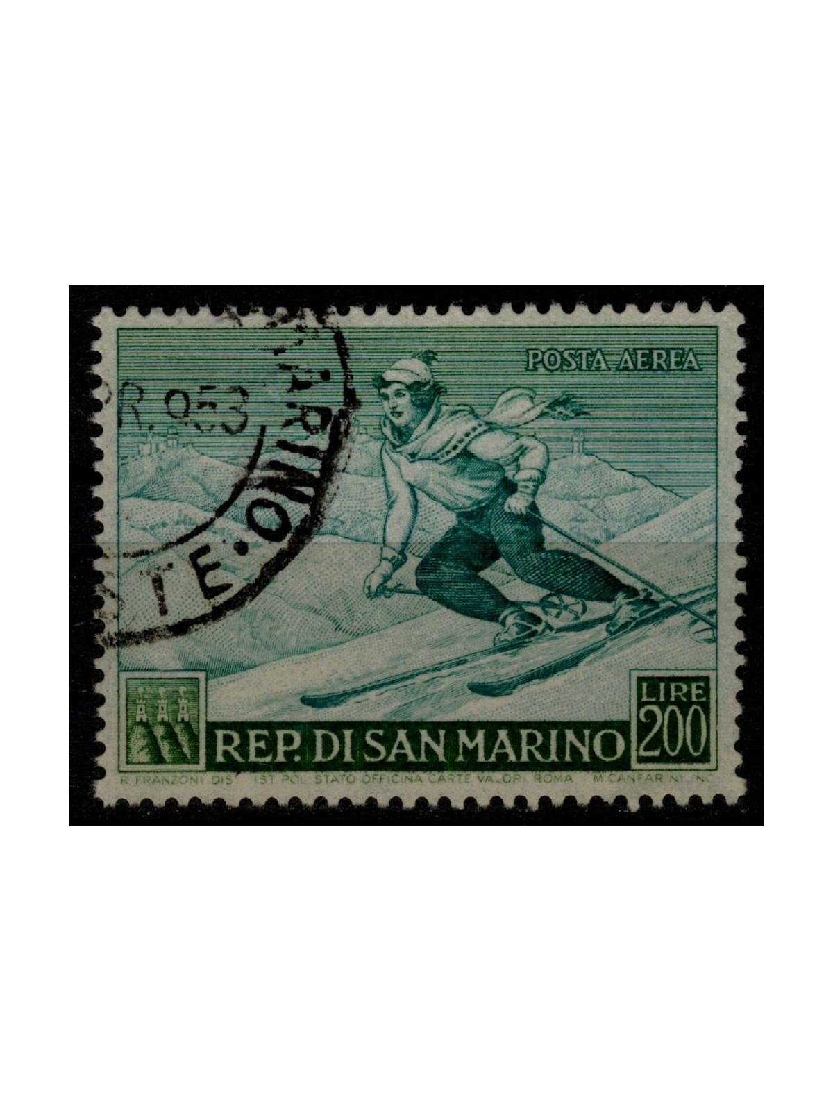 SAN MARINO 1953 Sport, US skier