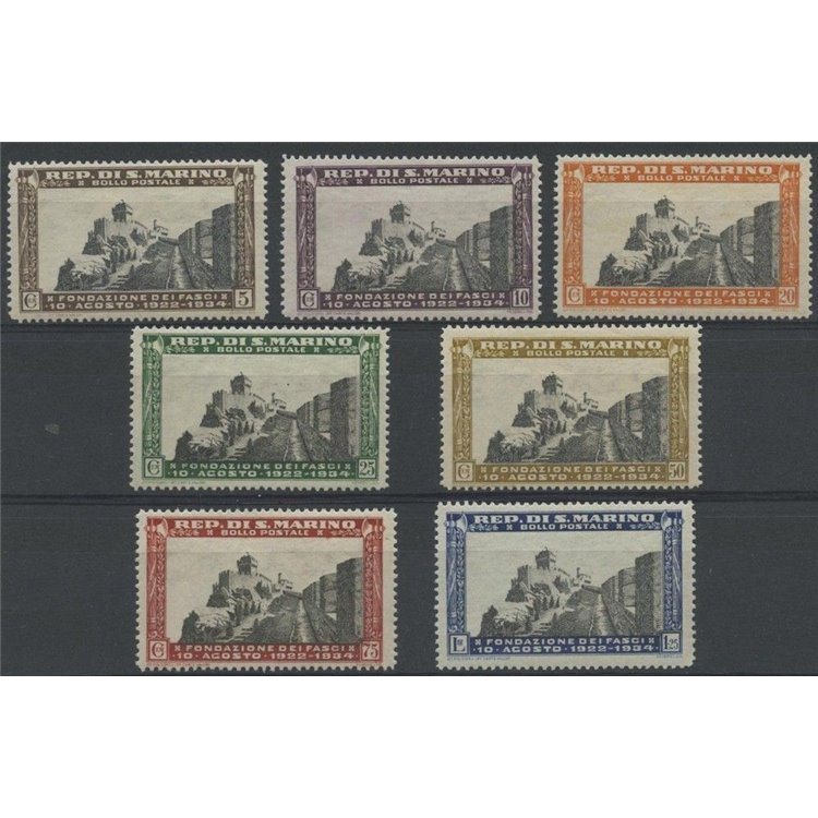 SAN MARINO 1935 Fascio of San Marino 7v MH*